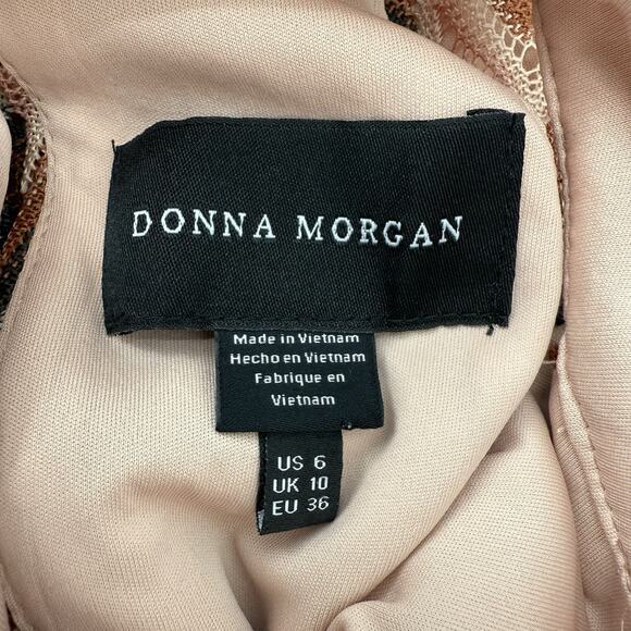 Donna Morgan Halter Mini Dress 6 Zigzag Lace Ruffle Hem Retro Party 70s Cocktail - Picture 9 of 11